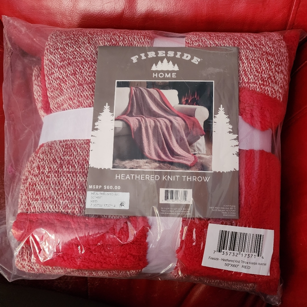 Fireside Home Heathered Knit Fleece Reverse Throw Blanket 50" x 60" NWT MSRP $60